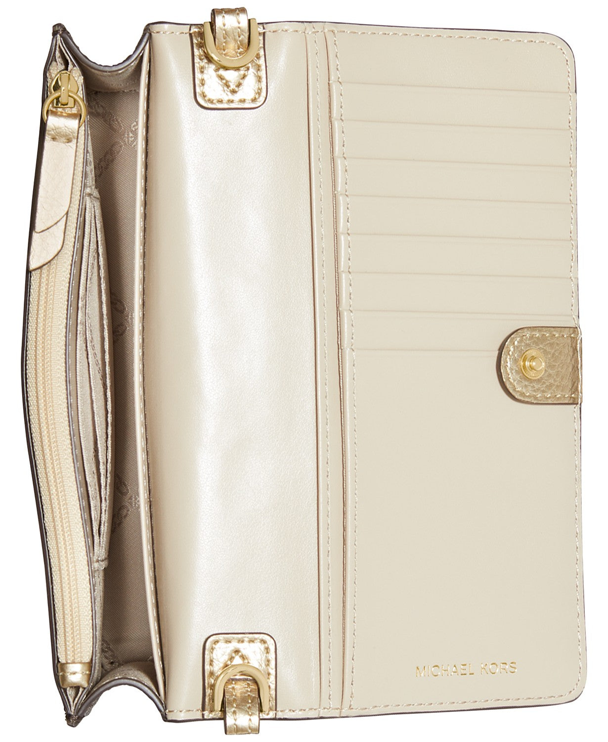 Michael Kors Women's Brown & Pale Gold Jet Set Charm Small Phone Crossbody