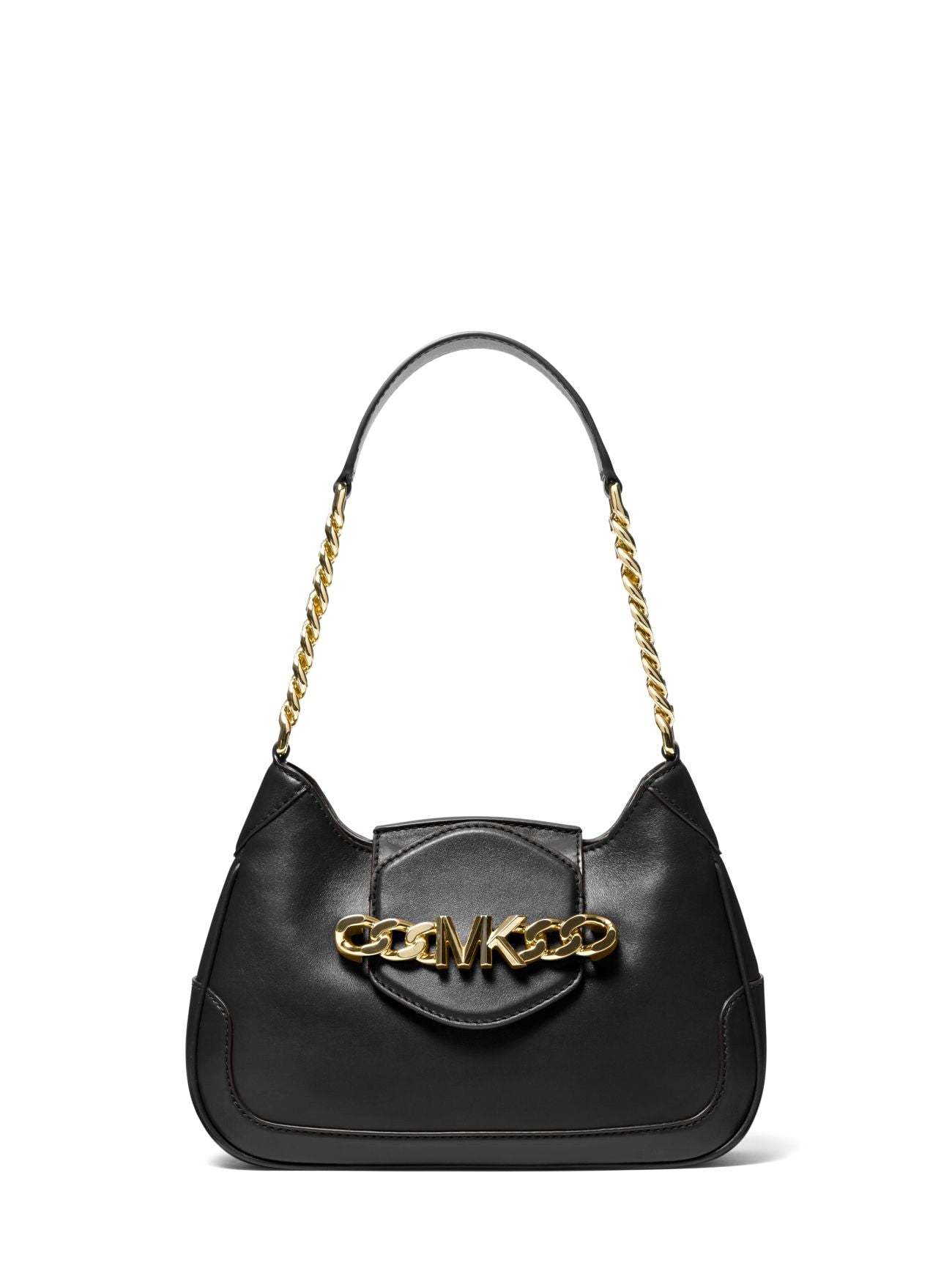 title:Michael Kors Women's Black Hally Small Leather Shoulder Bag;color:Black