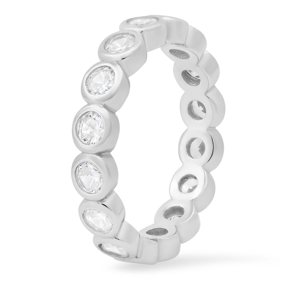 Sterling Silver Bezel-set CZ Eternity Band Ring