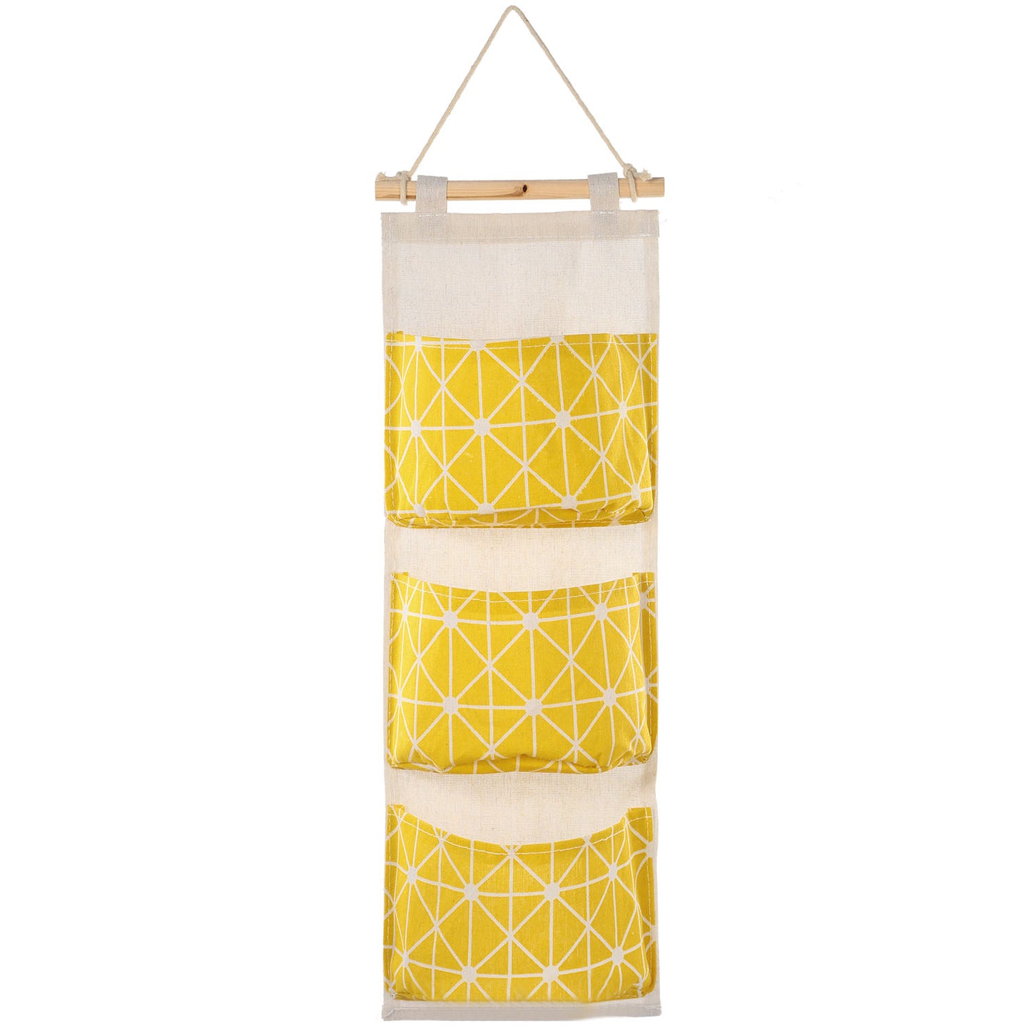 title:Wall Mounted Storage Bag Door Closet Hanging Storage Bag Organizer Waterproof 3 Pockets Pouch;color:Yellow