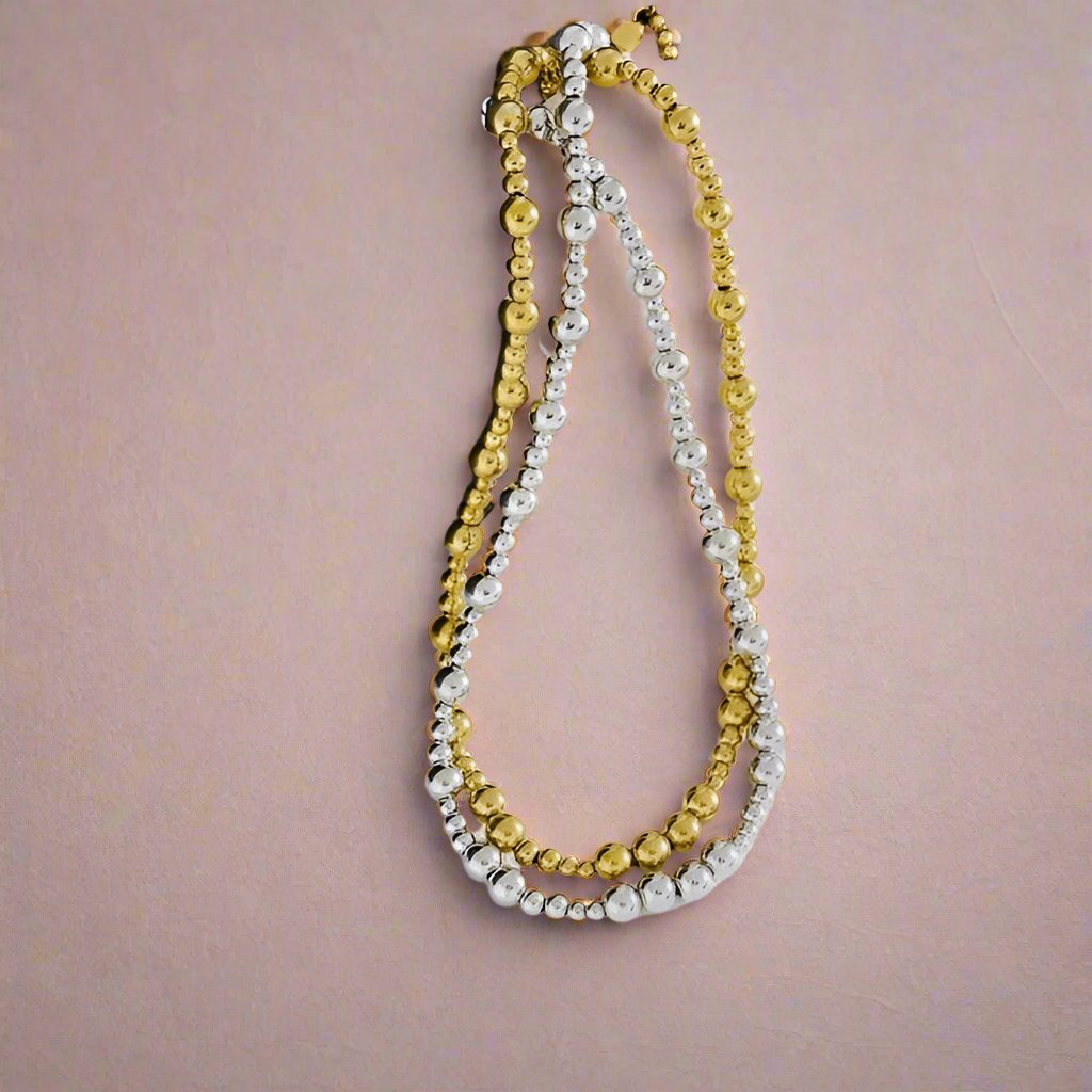 title:Dual Bead Size Collar Necklace;color:Gold