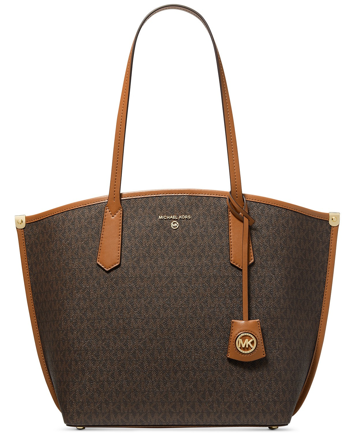 title:Michael Kors Women's Brown & Acorn Signature Jane Large Tote;color:Brown / Acorn