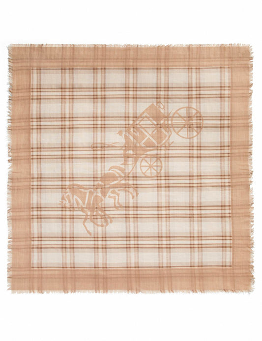 Coach Horse And Carriage Plaid Print Oversized Square Scarf