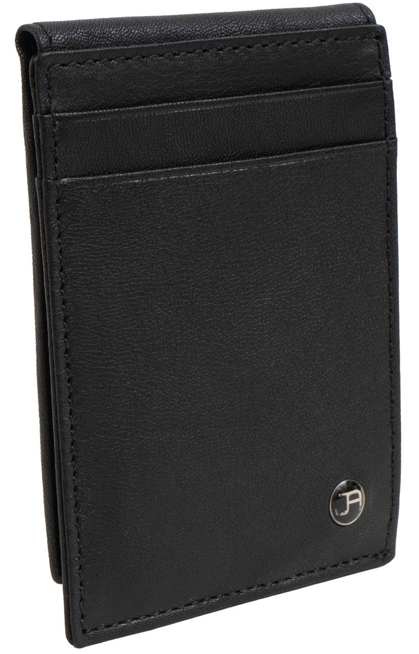 title:Jack Abrahams Bi-Fold RFID ID Magnetic Money Clip Holder Wallet;color:Black