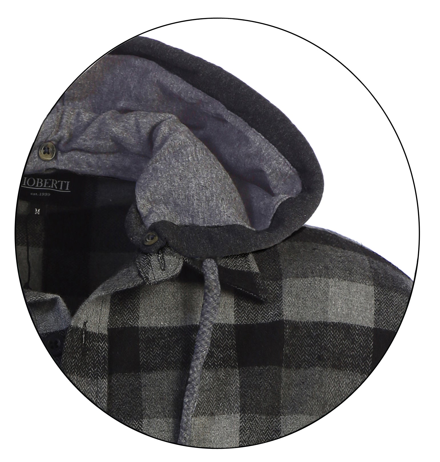 title:Gioberti Men's Black / Charcoal / Gray Removable Hoodie Plaid Checkered Flannel Button Down Shirt;color:Black / Charcoal / Gray