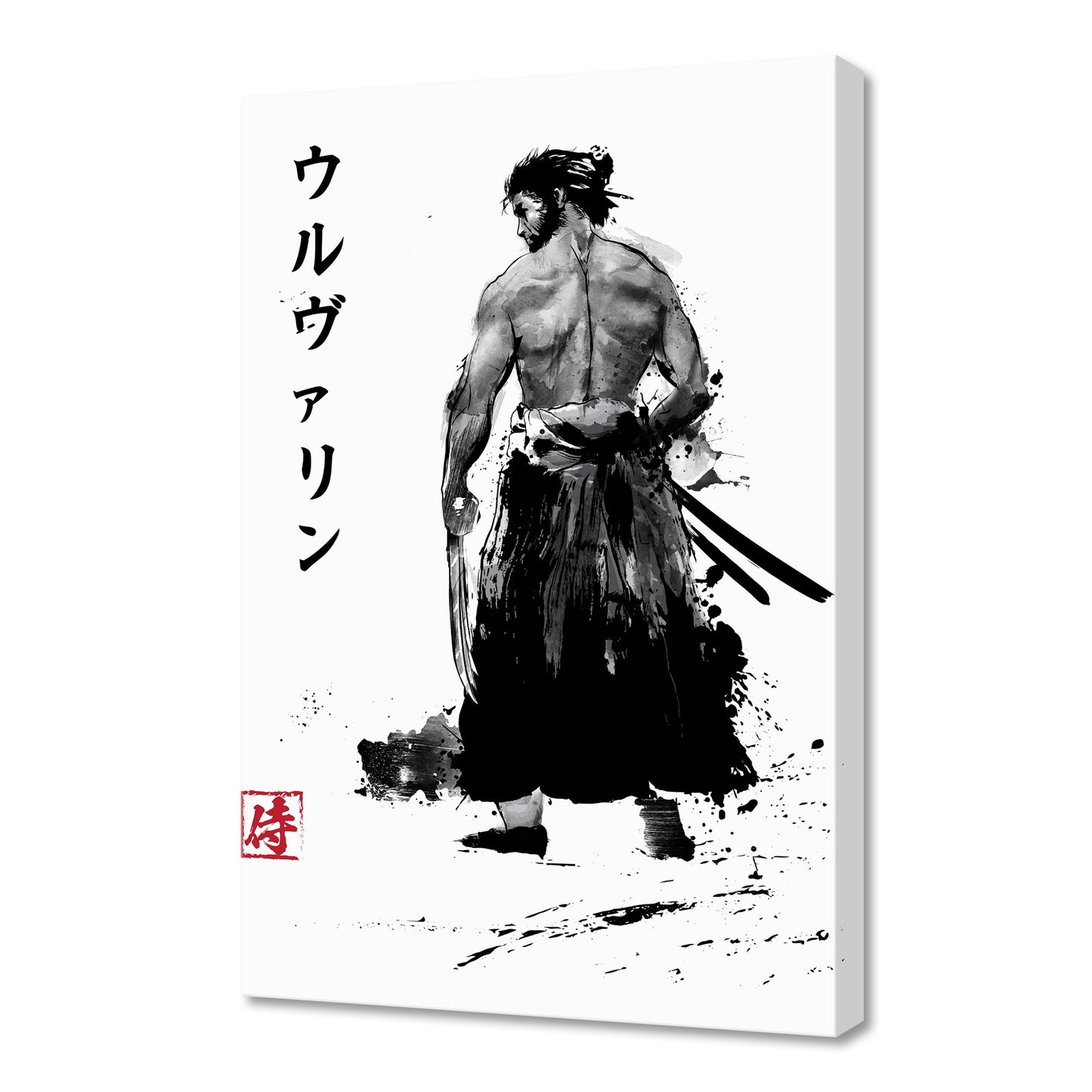 Immortal Samurai Sumi-E Fine Art Stretched Canvas