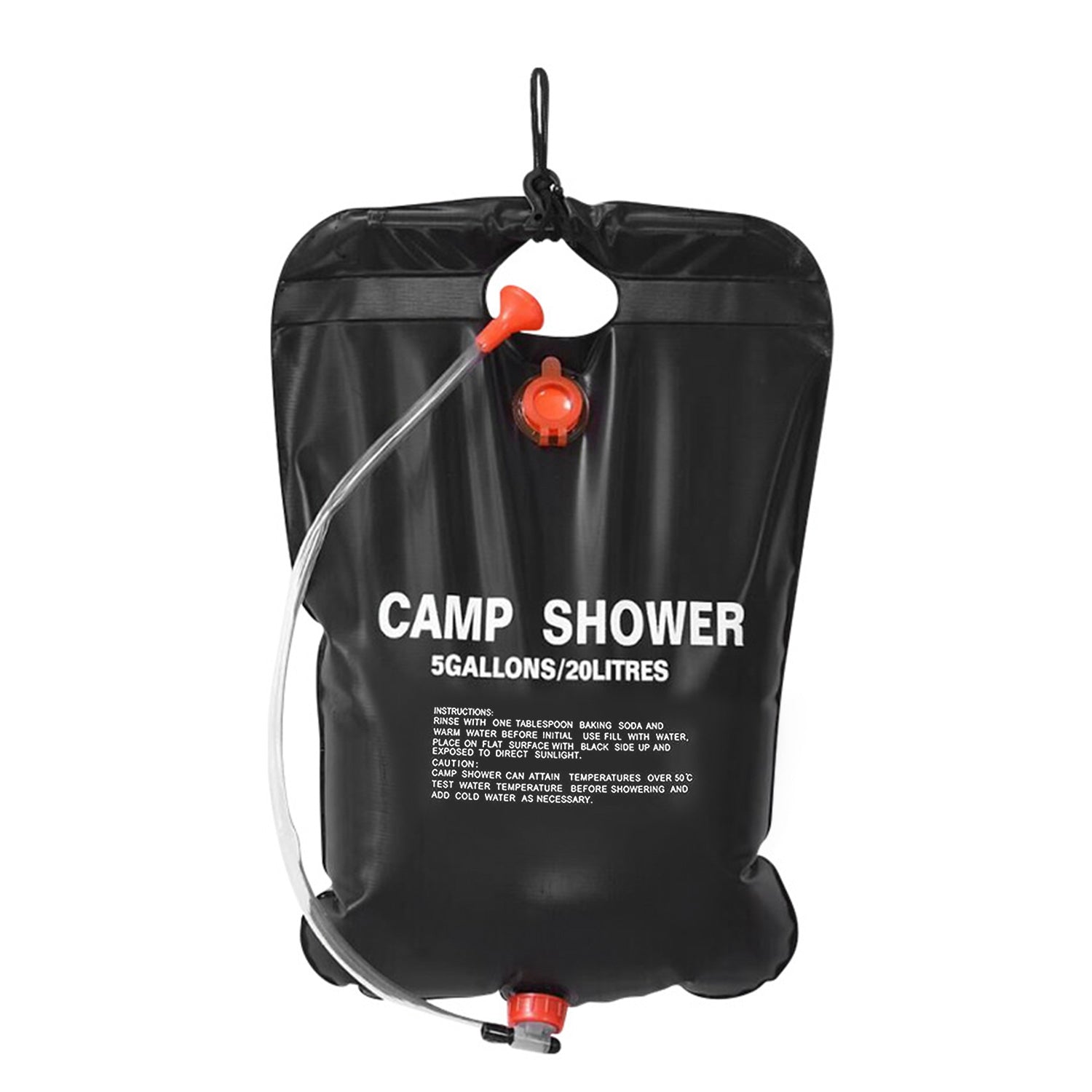 title:Portable Solar Heated Shower Bag Camping Shower Bath Water Bag 5 Gallons w/ On-Off Switchable Shower Head;color:Black