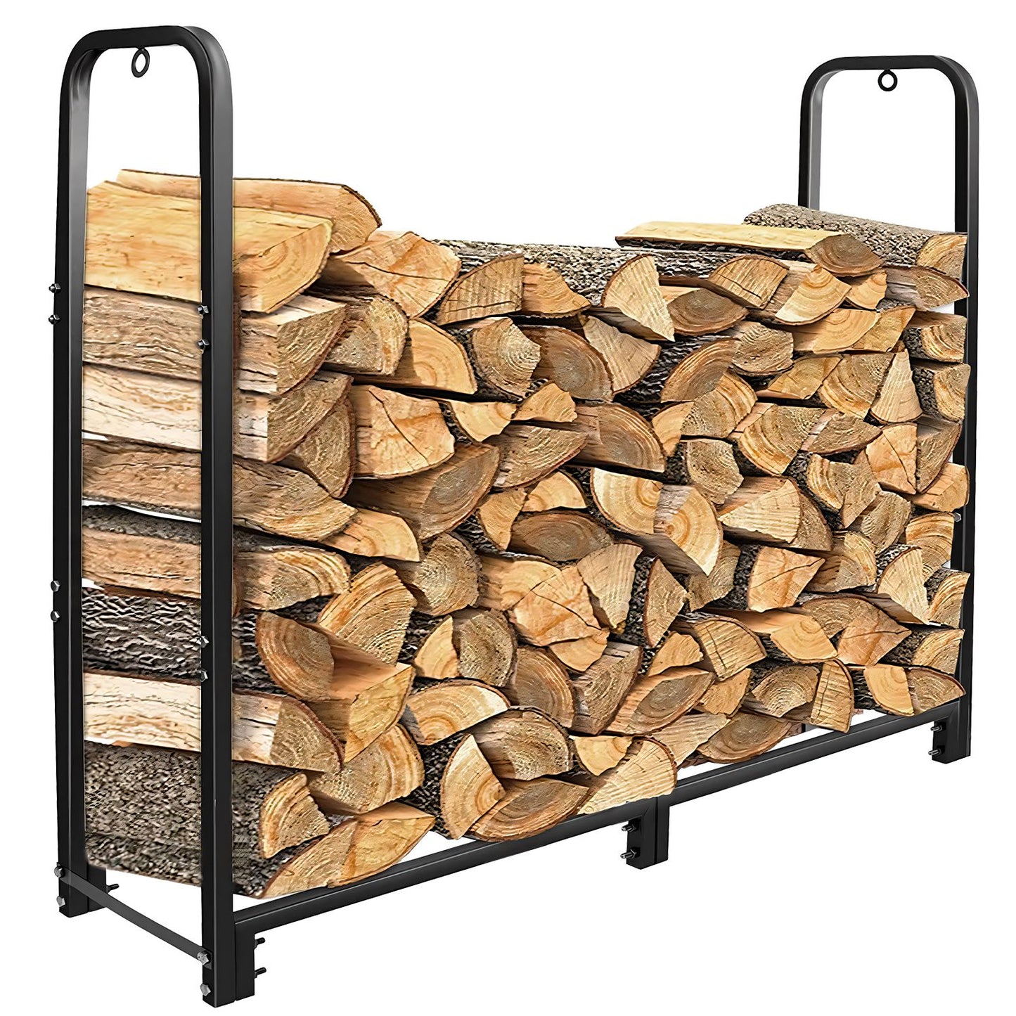 title:Firewood Log Rack 2500LBS Iron Wood Lumber Storage Stacking Rack 4.03ft Heavy Duty Pile Lumber Storage Holder for Fireplace Firepit;color:Black