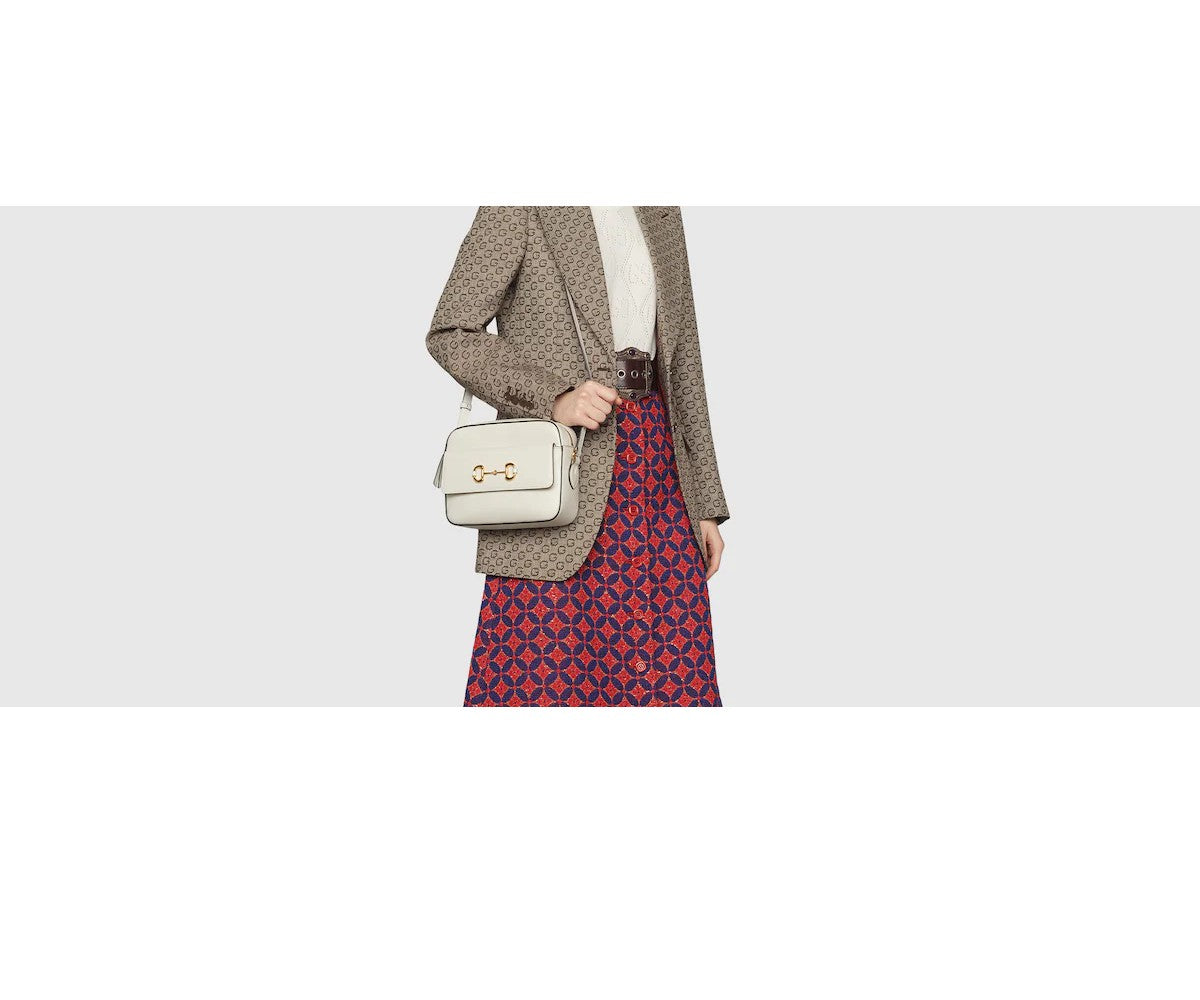 Gucci Horsebit 1955 Small Shoulder Bag - White