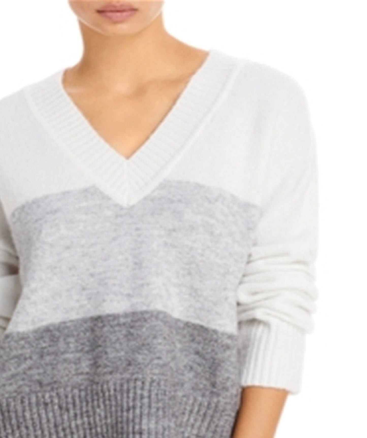 Aqua Women's Colorblock Knit Pullover Sweater Gray