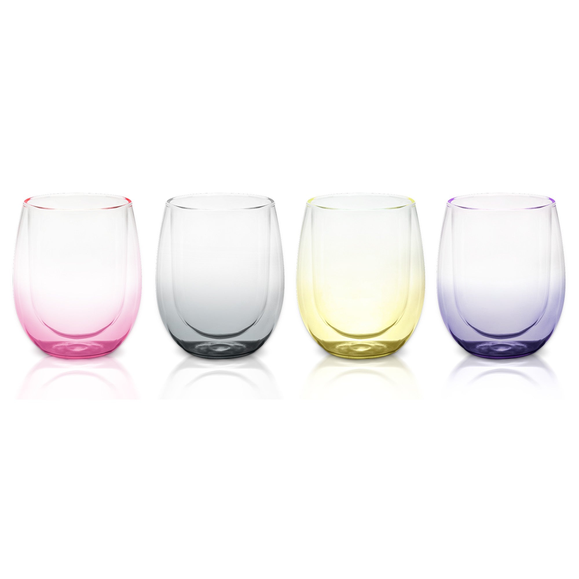 title:Safdie & Co. Bloom Double Wall Tumbler 4PC Assorted Colours 350ML;color:Multi