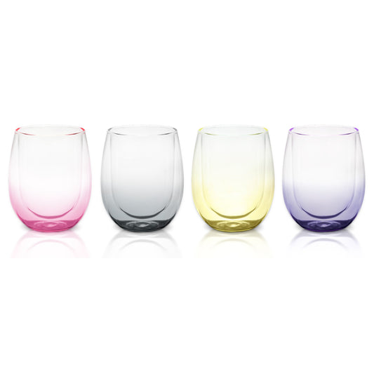 title:Safdie & Co. Bloom Double Wall Tumbler 4PC Assorted Colours 350ML;color:Multi