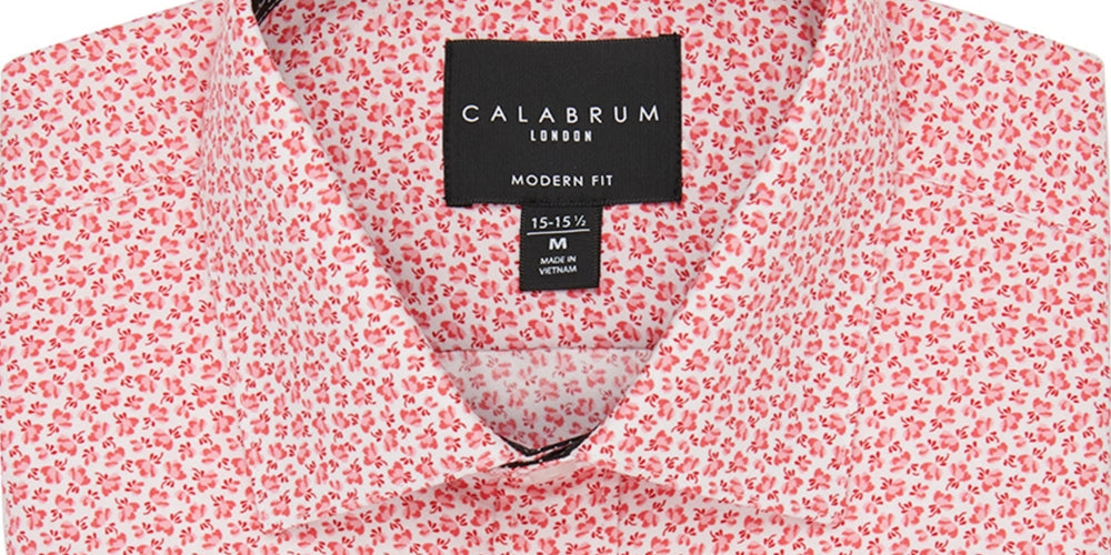 Calabrum Men's Regular Fit Performance Dress Shirt Red Size S