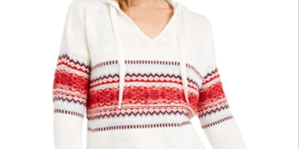 American Rag Junior's Fair Isle Hoodie Sweater White