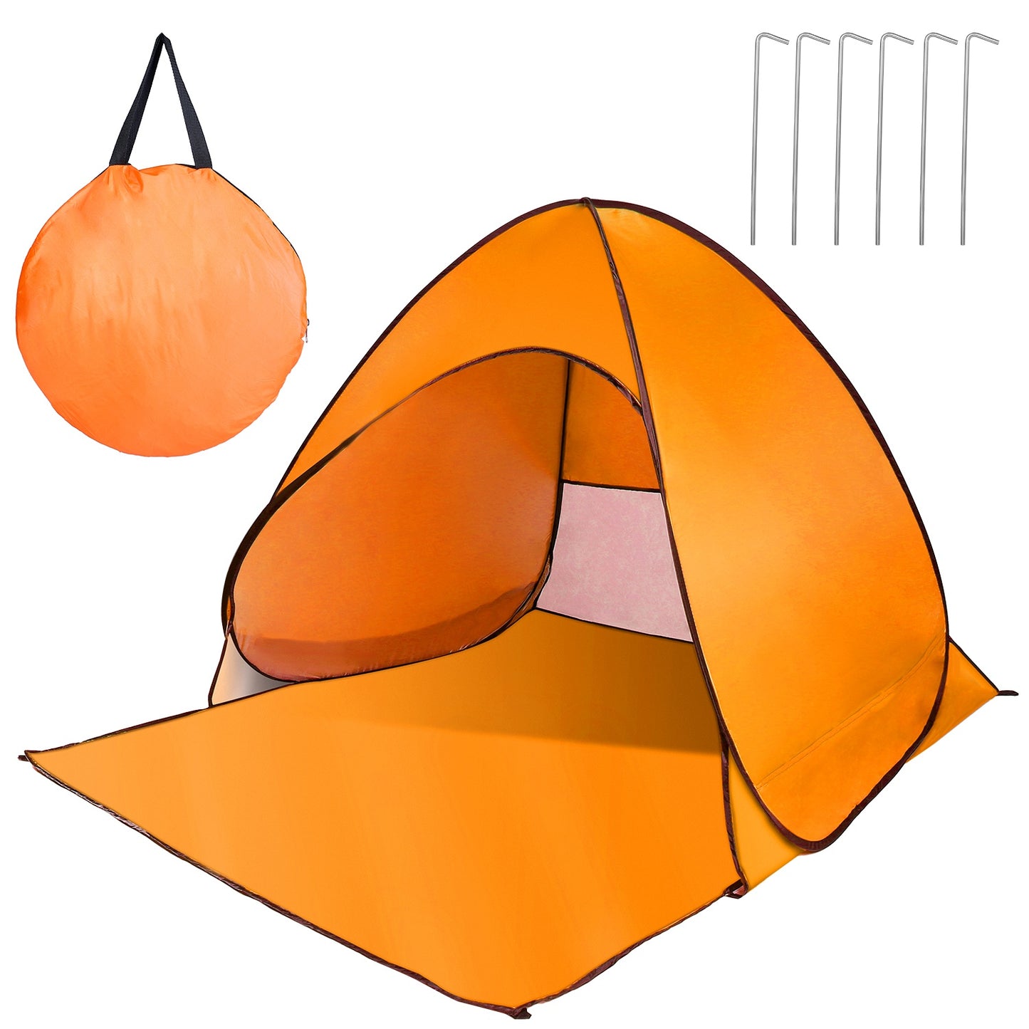 title:Pop Up Beach Tent Sun Shade Shelter Anti-UV Automatic Waterproof Tent Canopy for 2/3 Man w/ Net Window Storage Bag for Outdoor Beach Camping Fishing P;color:Orange