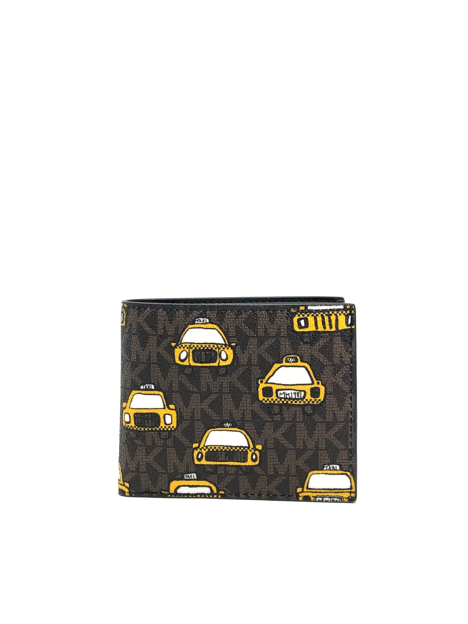 title:Michael Kors Women's Brown & Taxi Yellow Cooper Billfold Wallet;color:Brown / Taxi Yellow