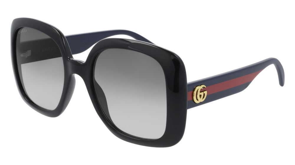 Gucci Oversized Square Sunglasses Blue/Red/Grey 55mm