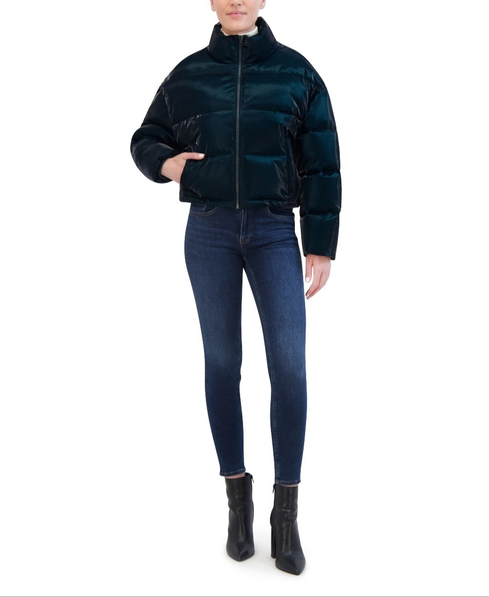 Hudson Jeans Women's Liquid Cire Oversized Short Puffer Jacket