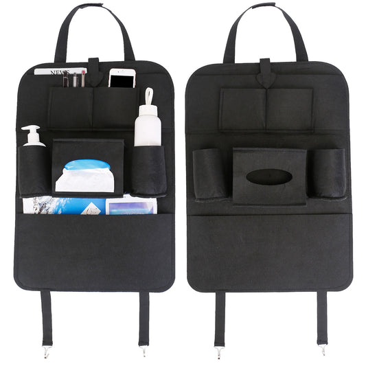 title:2Pcs Car Backseat Organizer Multi-pocket Car Storage Bag with 7 Pockets For Toys Snacks Drinks Pill Boxes Books Tablets Maps Magazines Water Bottle Ti;color:Black