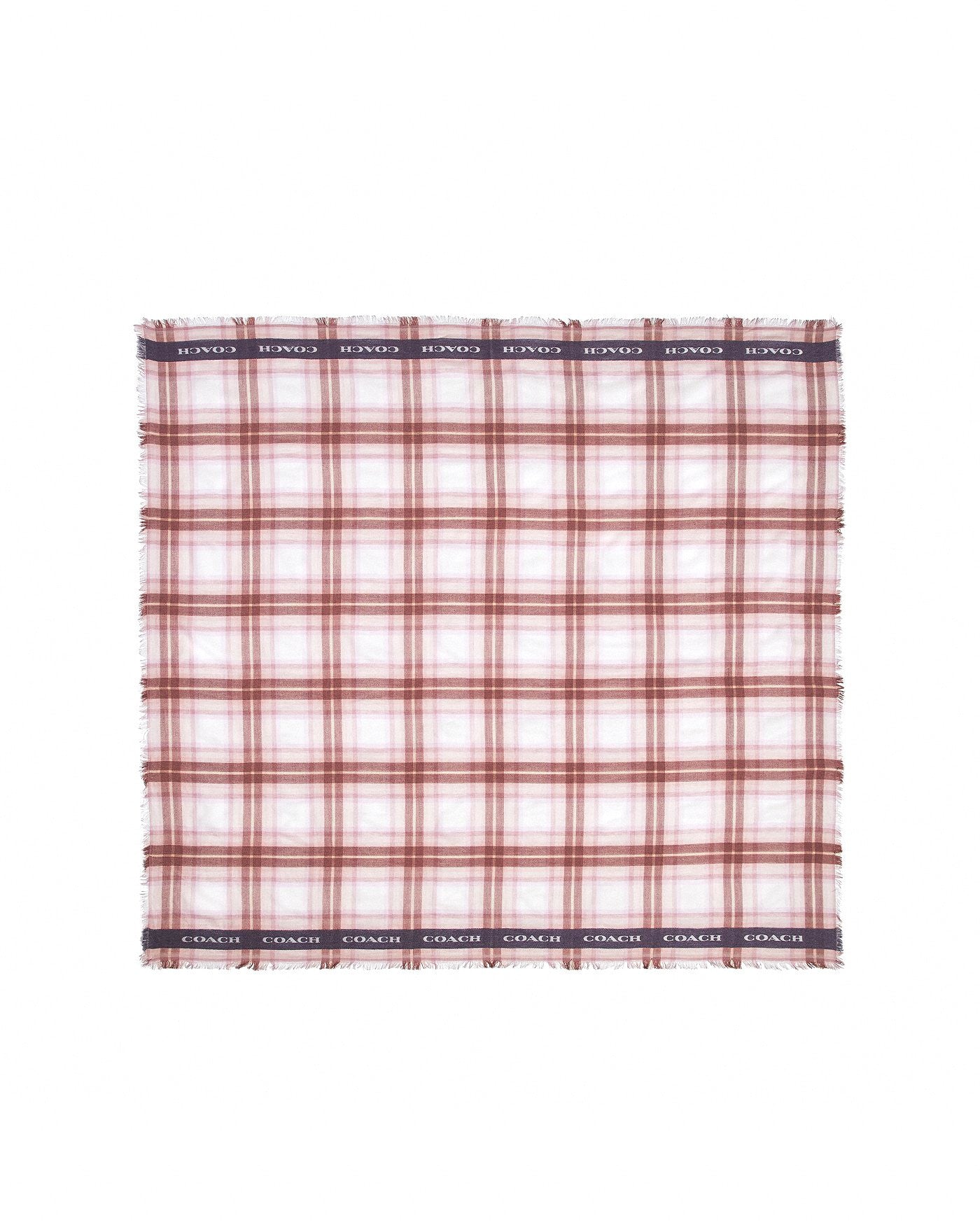 Coach Lightweight Plaid Print Oversized Square Scarf