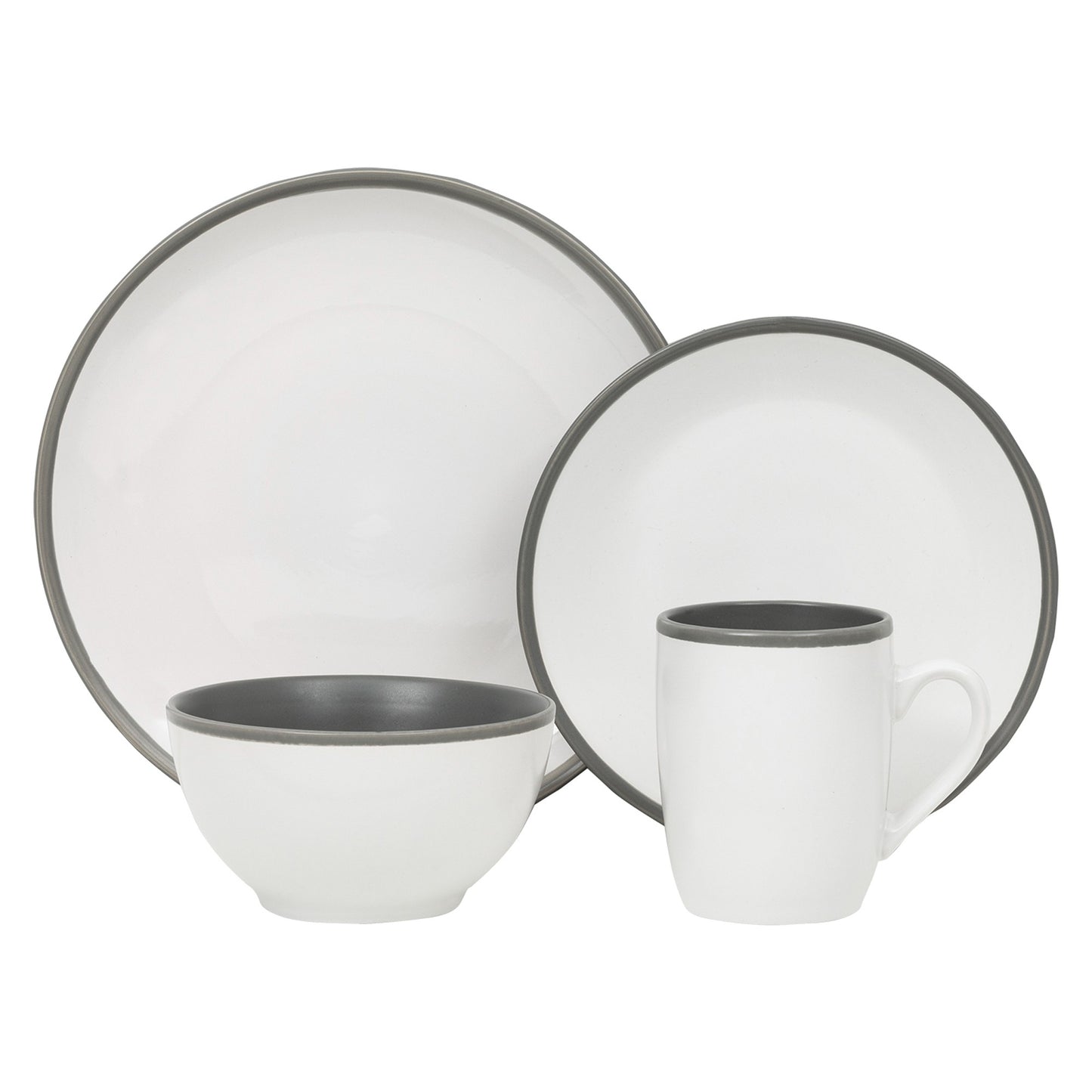 Safdie & Co. Dinnerware Set 16Piece 2 Tone Luna, Service for 4