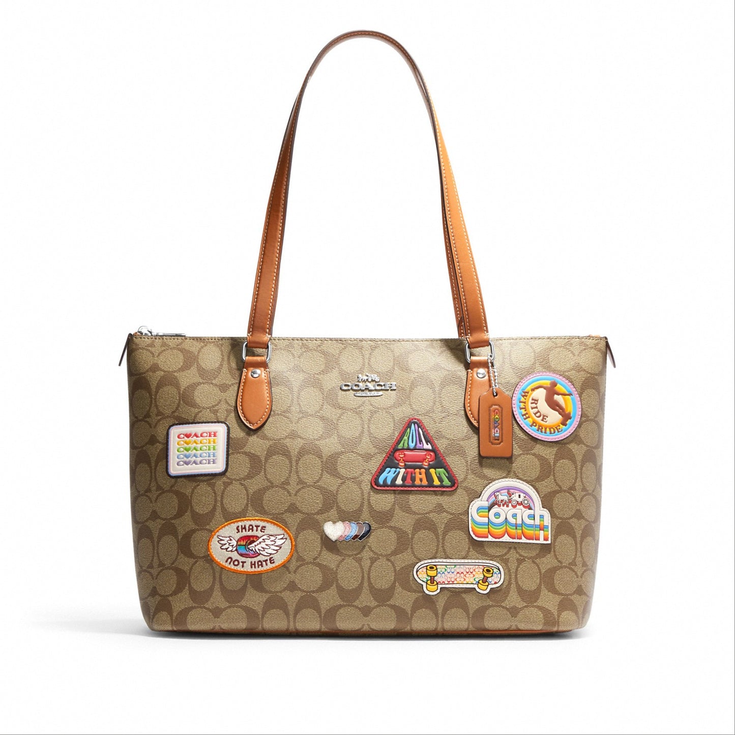 Coach Gallery Tote In Signature Canvas With Patches