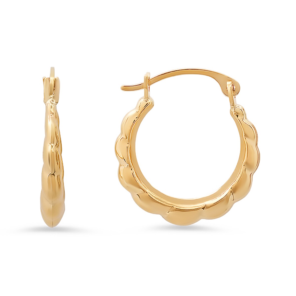 10k Yellow Gold 15mm Cloud Huggy Hoop Earrings - Ruumur