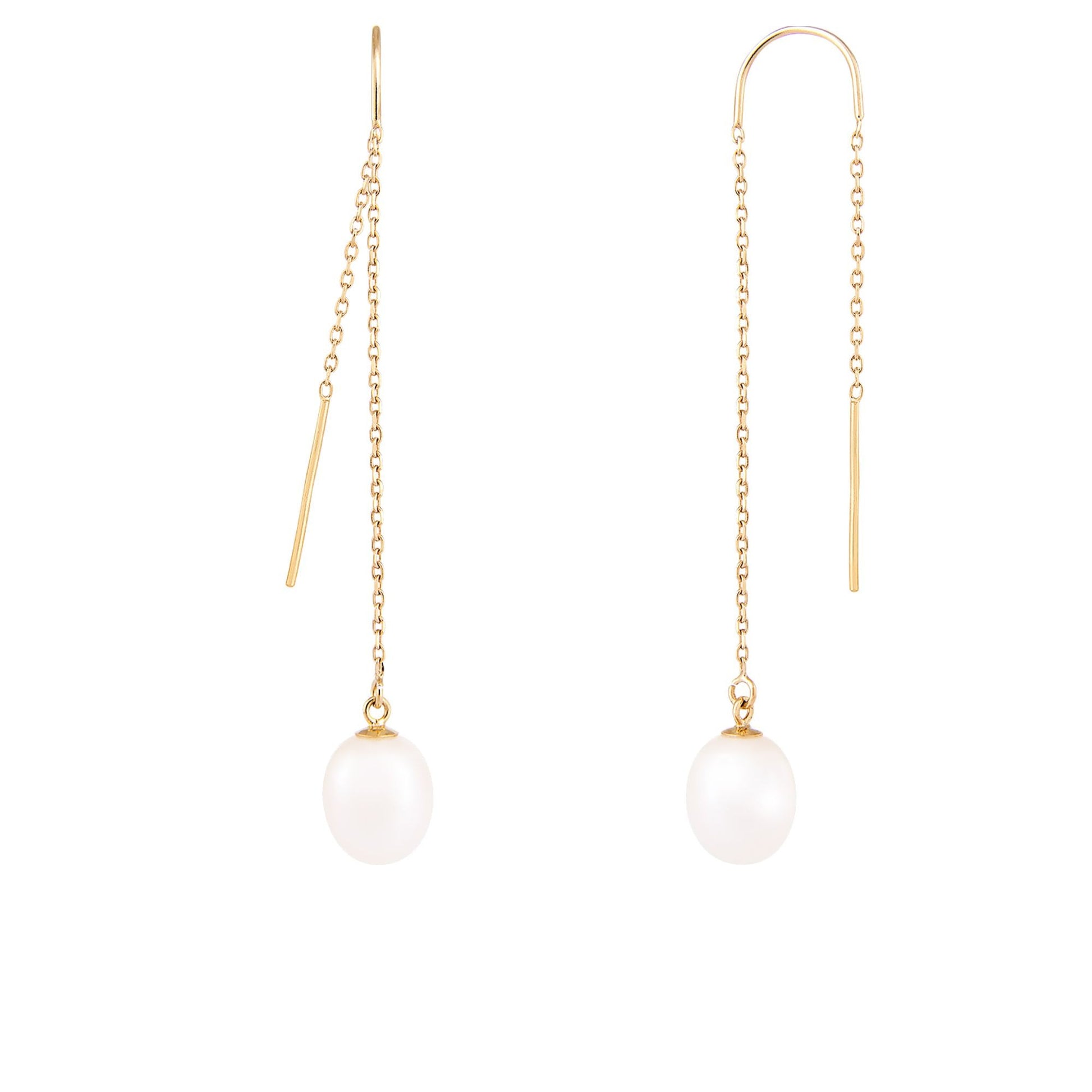 title:Splendid Pearls 14K Yellow Gold Earrings HOF-59WY;color:White