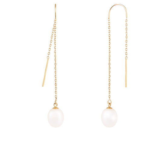 title:Splendid Pearls 14K Yellow Gold Earrings HOF-59WY;color:White