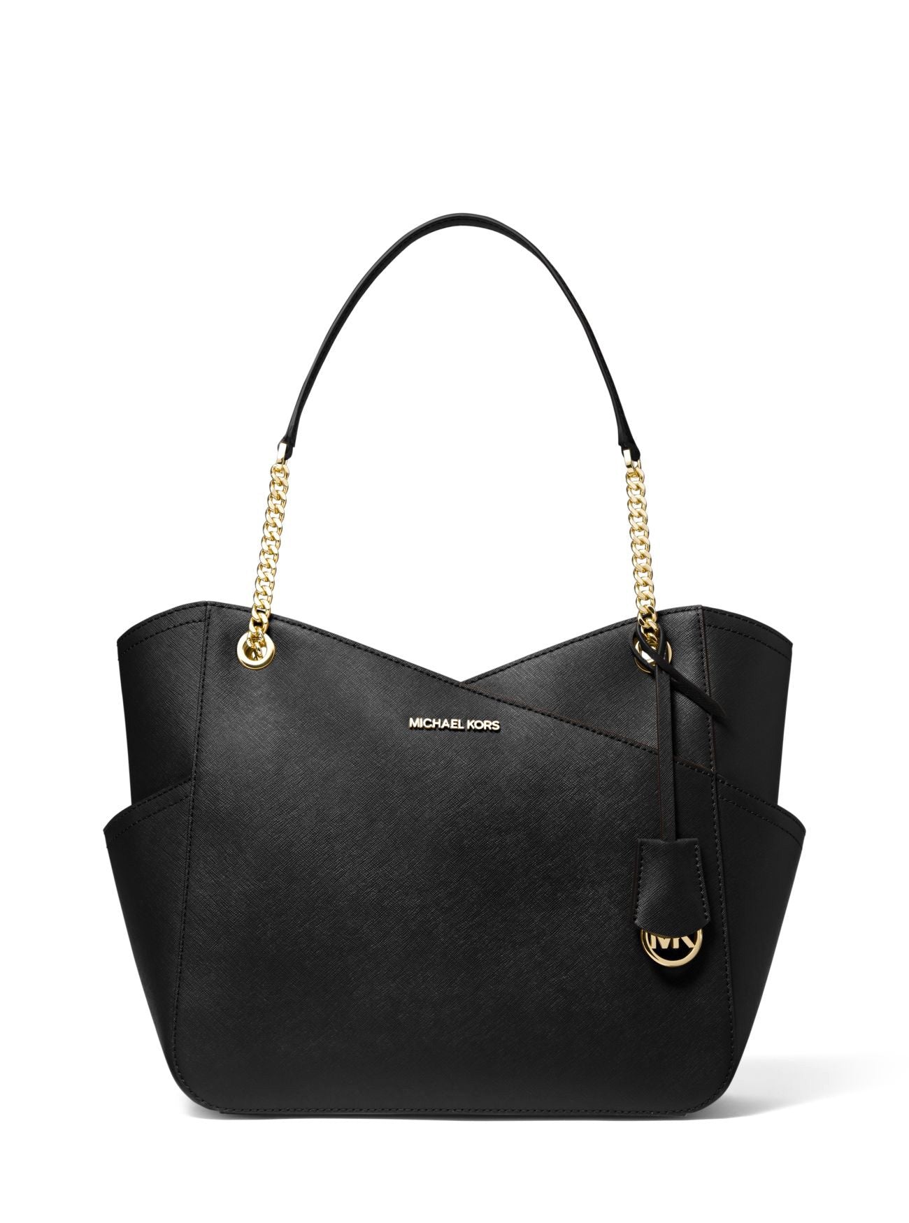 title:Michael Kors Jet Set Large Saffiano Leather Shoulder Bag;color:Black