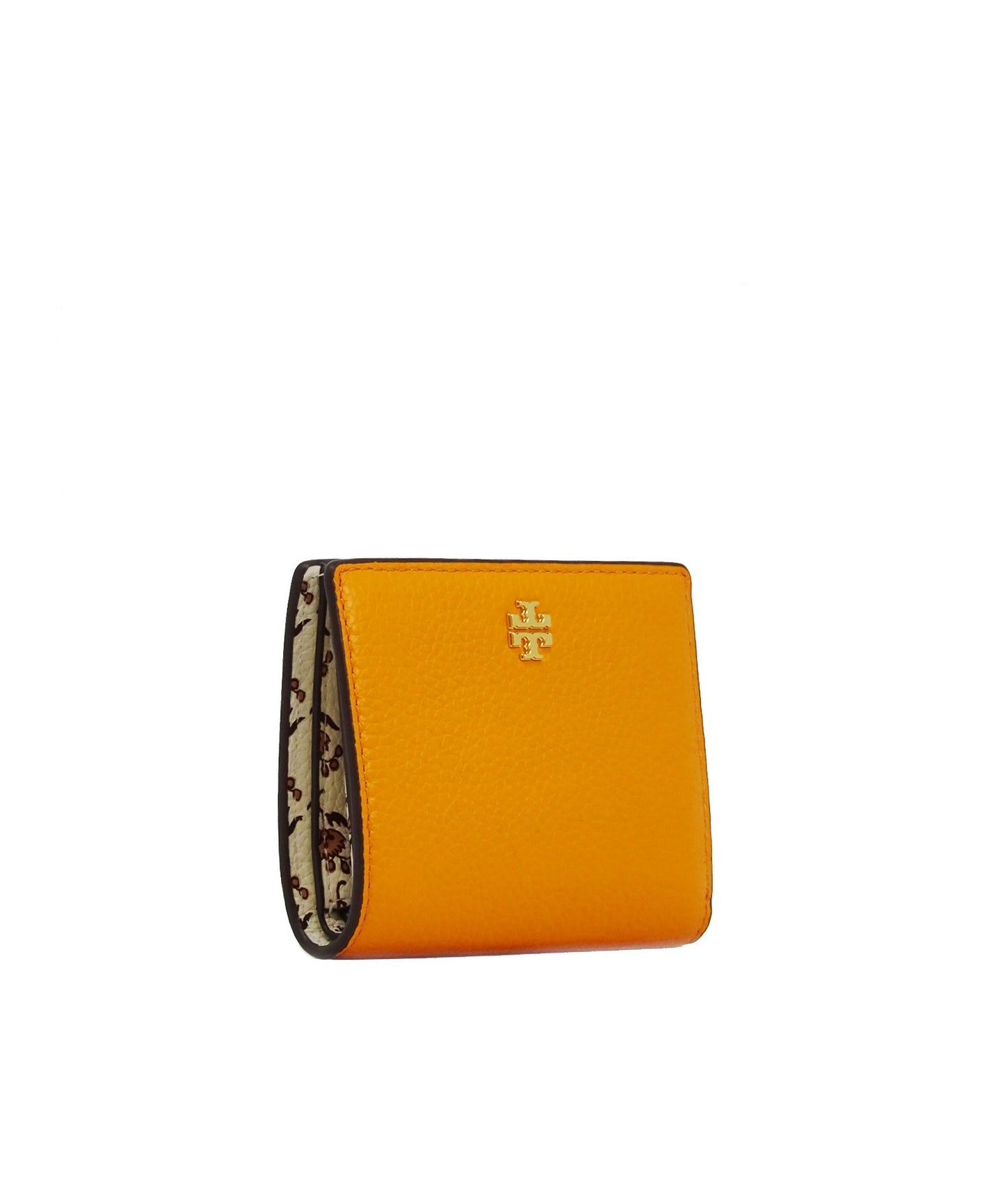 Tory Burch Orange Citrine / Curly Ditsy Logo Blake Color-Block Mini Wallet