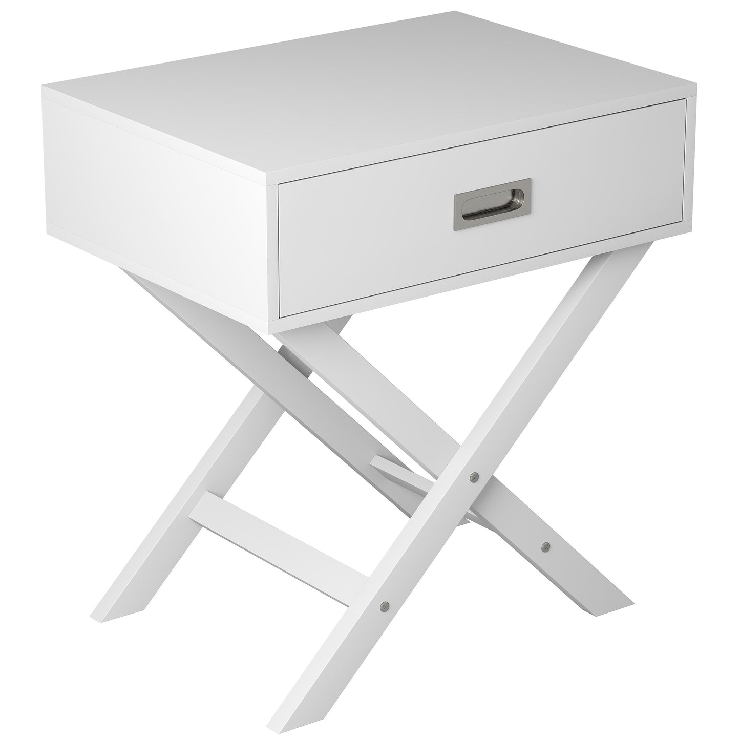 Safdie & Co. End Side Table 24" White 1 Drawer