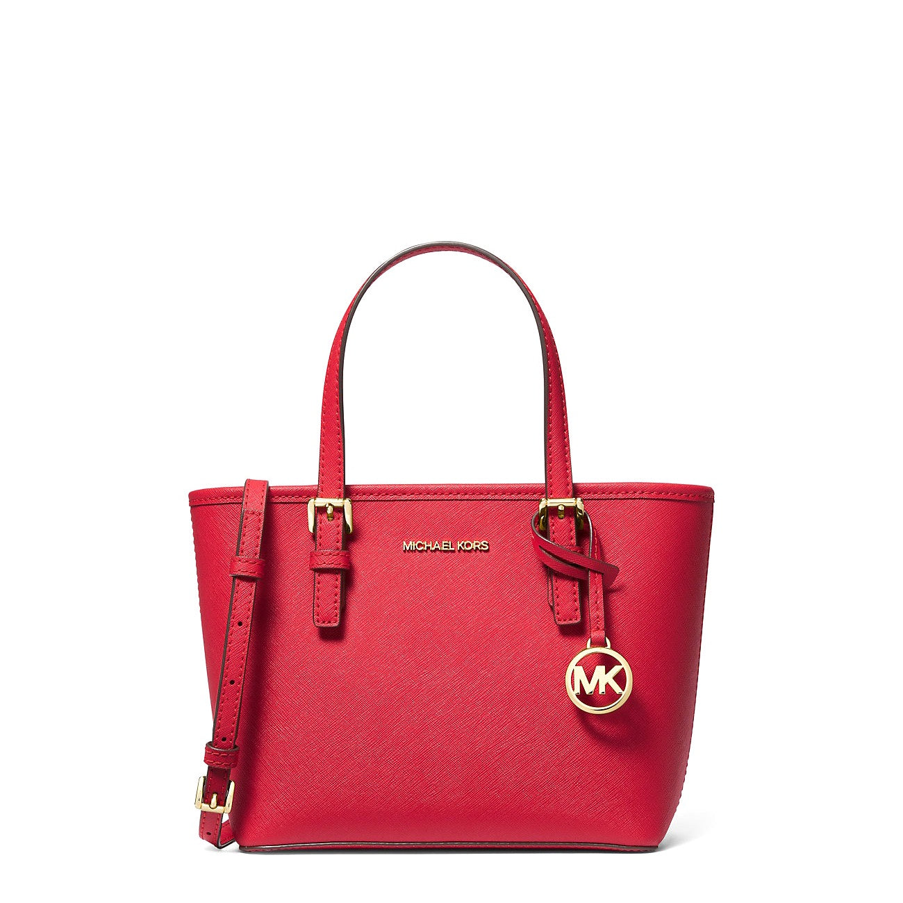 title:Michael Kors Women's Jet Set Travel Extra-Small Saffiano Leather Top-Zip Tote Bag;color:Bright Red