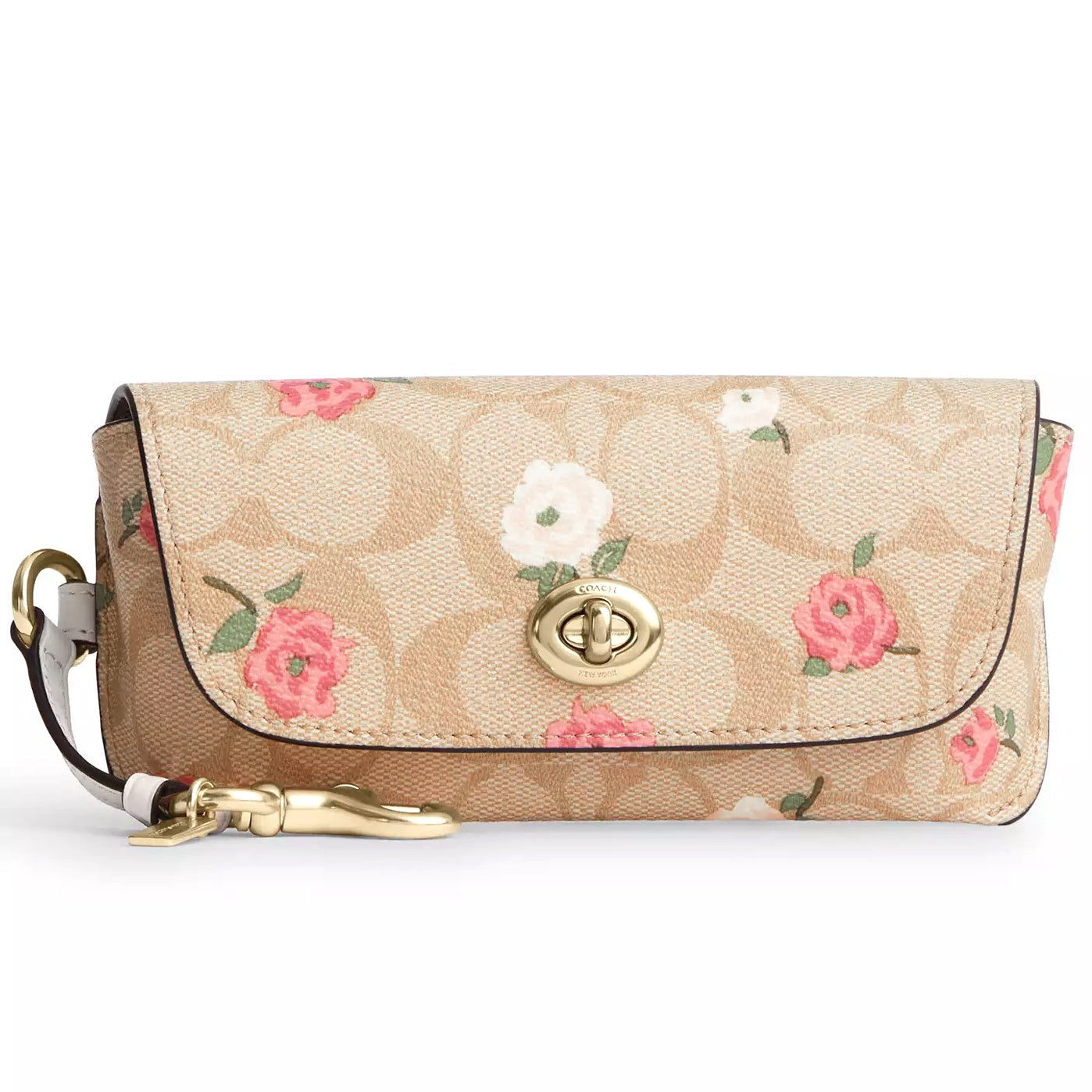 title:Coach Women's Sunglass Case In Signature Canvas With Floral Print;color:Light Khaki Chalk Multi