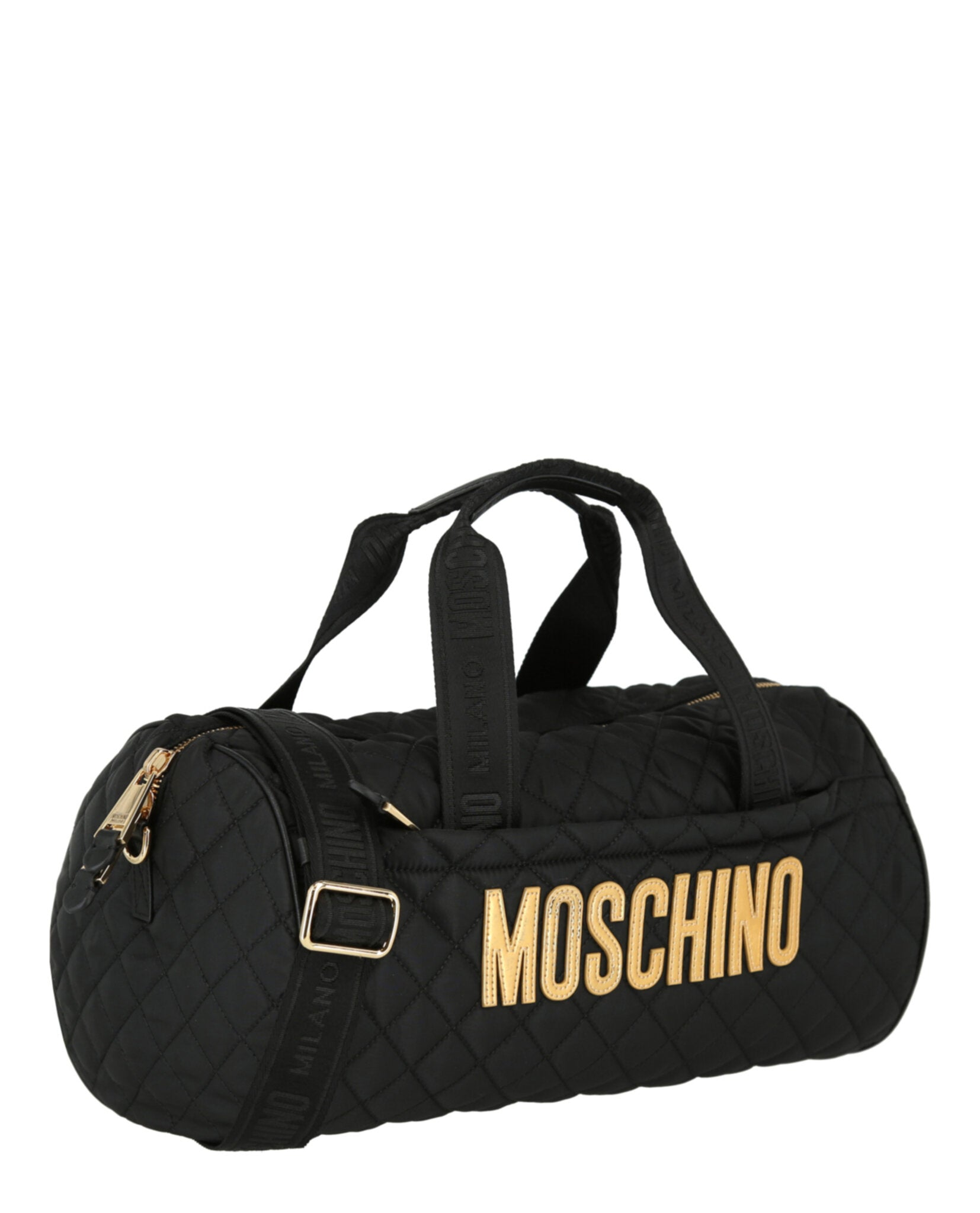 title:Nylon Quilted Logo Duffel Bag;color:Black