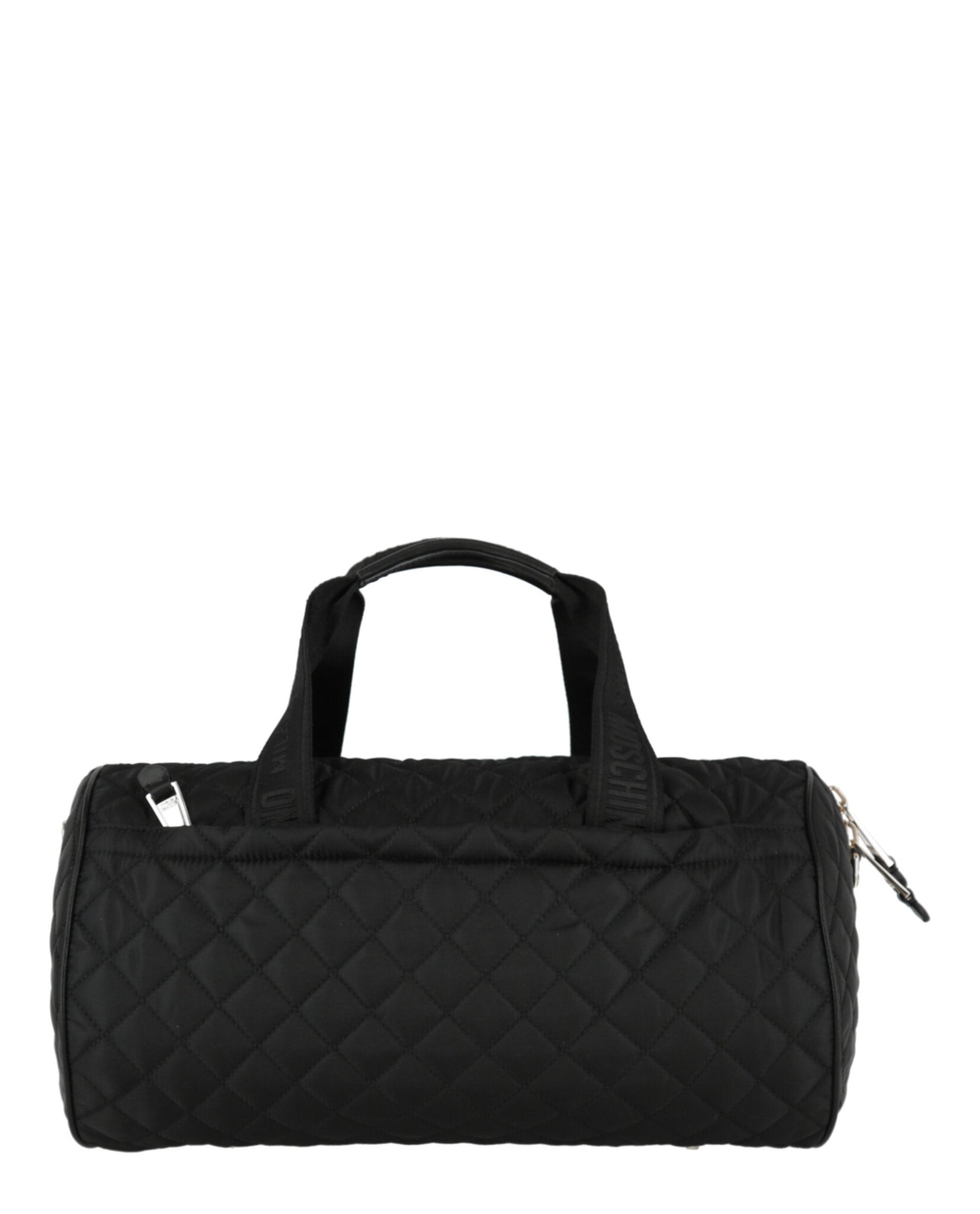 title:Nylon Quilted Logo Duffel Bag;color:Fantasy Print Black