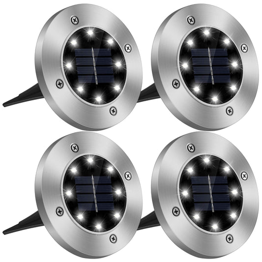 title:4Pcs Solar Powered Ground Light Outdoor IP65 Waterproof Buried In-Ground Lamp Decorative Path Deck Lawn Patio Lamp;color:Black