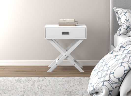 Safdie & Co. End Side Table 24" White 1 Drawer