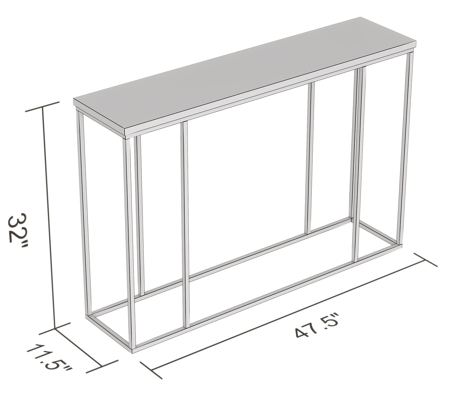 Safdie & Co. Console Table 47" Dark Taupe Black Metal, Entryway or Sofa Table for Living Room