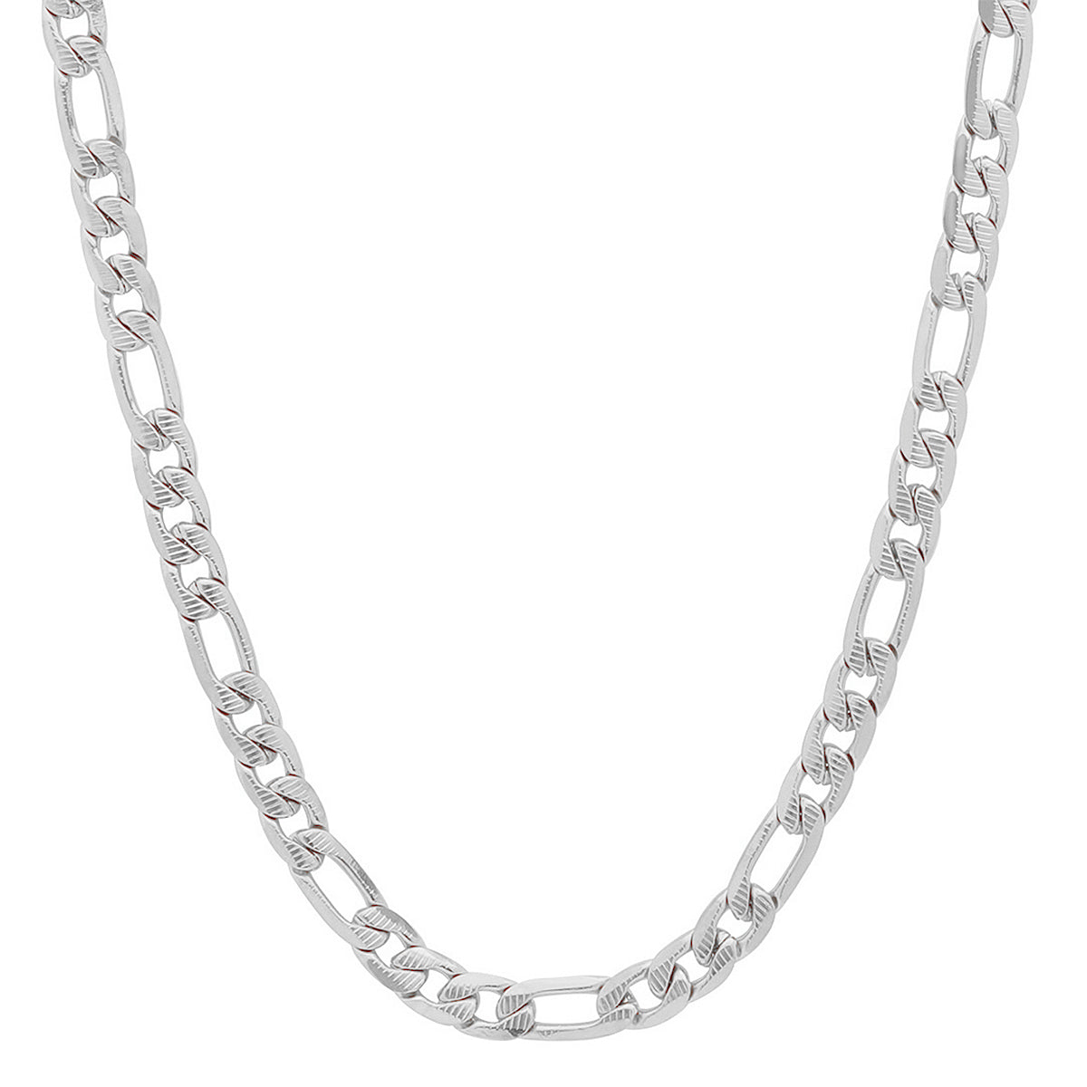 SteelTime Diamond Cut Figaro Chain Necklace