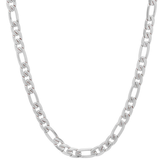 SteelTime Diamond Cut Figaro Chain Necklace