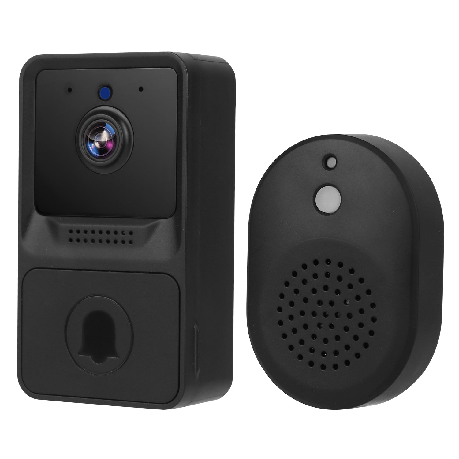 title:Fresh Fab Finds Smart Wireless Chime WiFi Doorbell Security 2 Way Intercom Visual Bell Chime Night Vision Camera Door Bell;color:Black