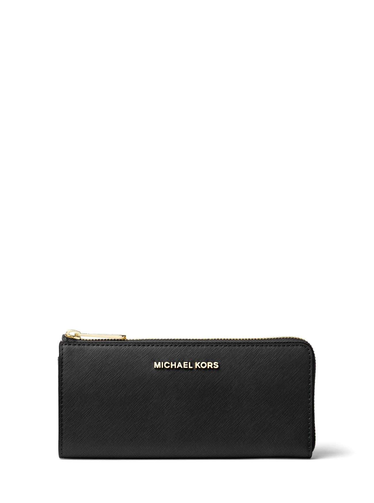 Michael Kors Jet Set Travel Large Saffiano Leather Quarter-Zip Wallet