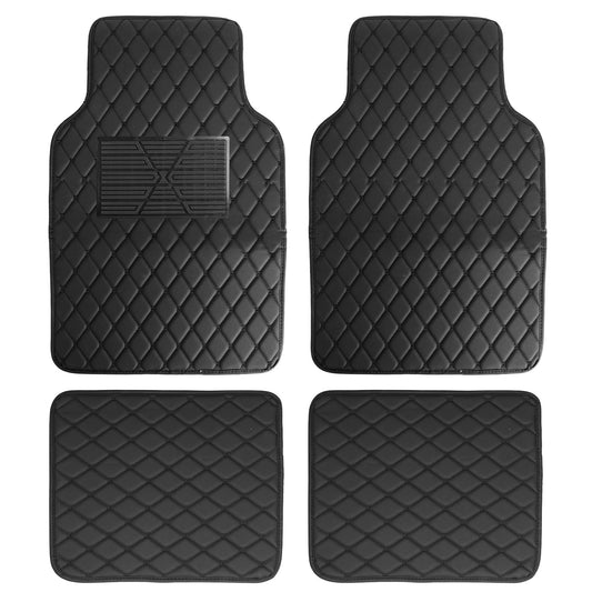 title:Automotive Car Floor Mats Water Auto Carpet Front Rear Liner Pads Mats Universal Fit Faux Leather;color:Black