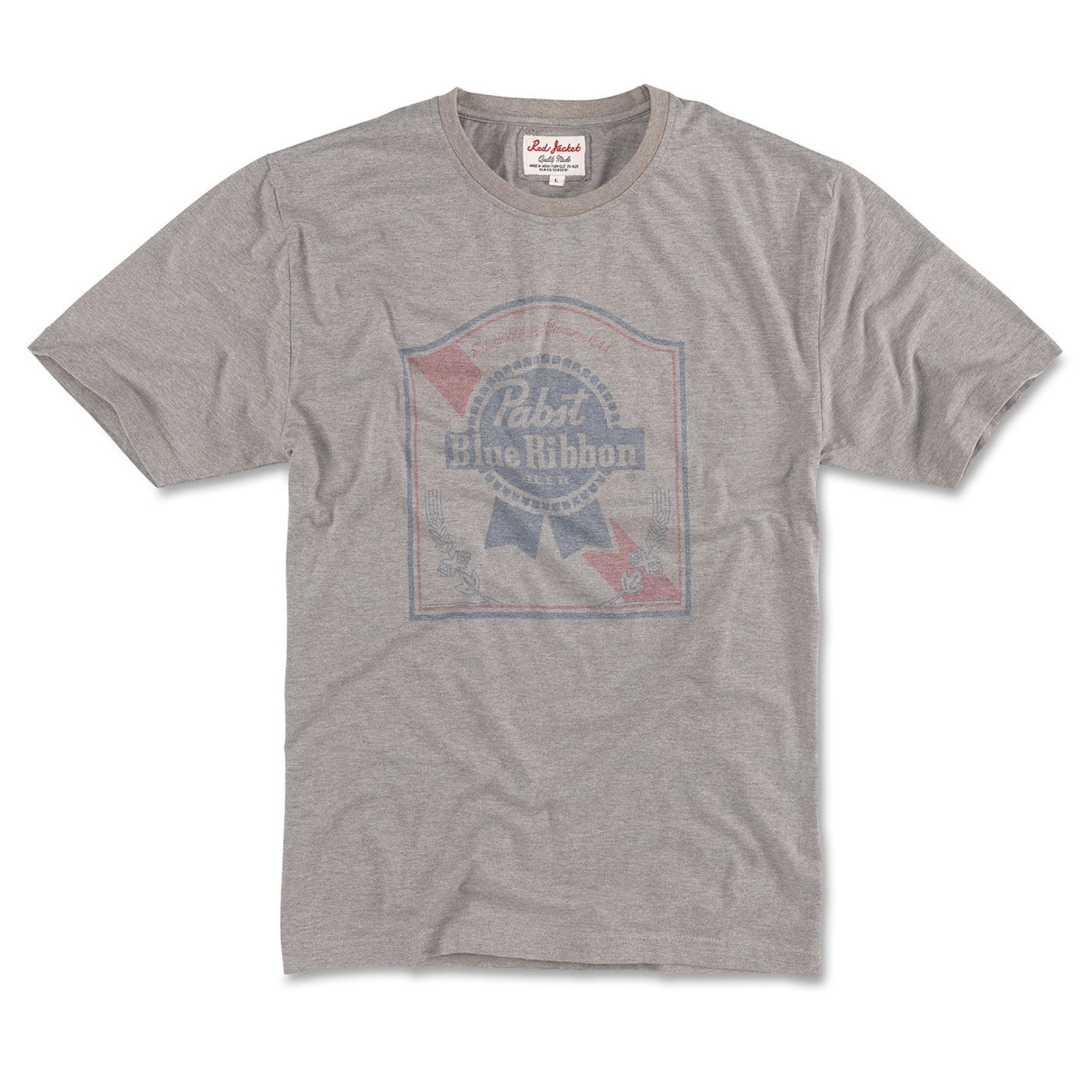 title:Pabst Blue Ribbon Vintage Fade Label Logo T-Shirt;color:Grey