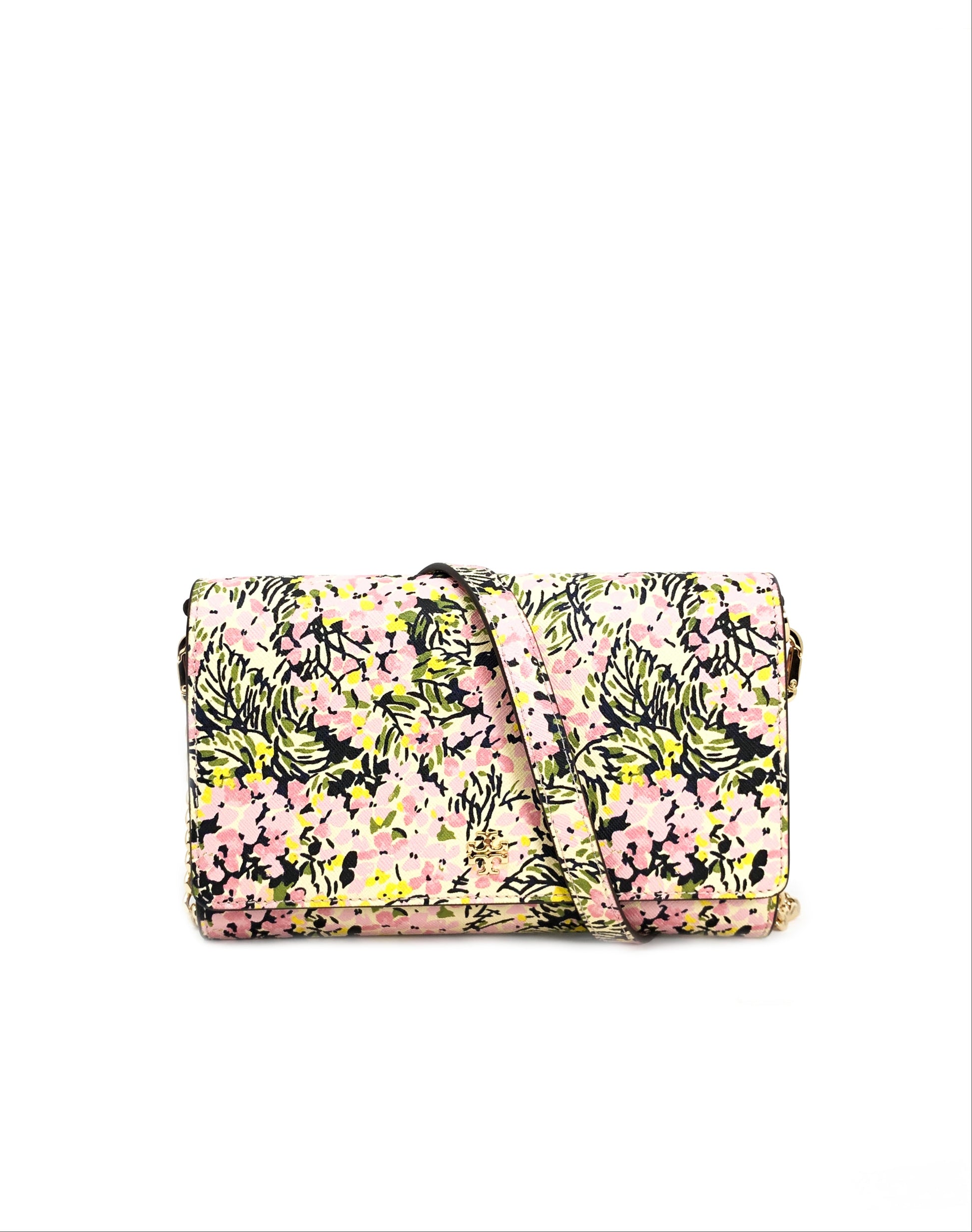 title:Tory Burch Flower Field Emerson Printed Chain Wallet;color:Flower Field