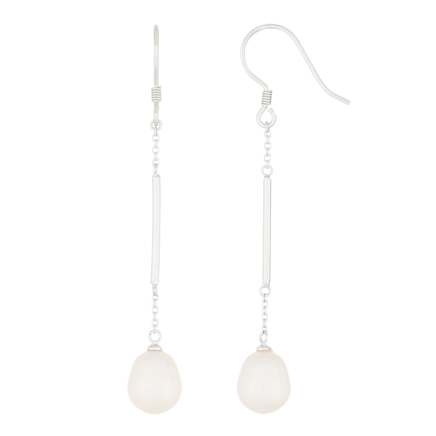 title:Splendid Pearls Sterling Silver Pearl Earrings ESR-488;color:White