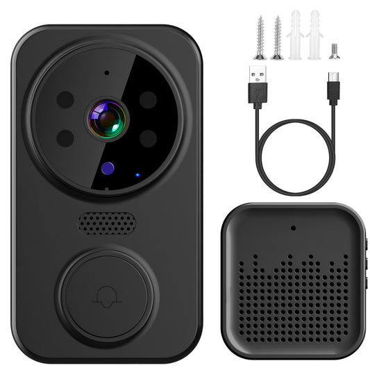 title:Fresh Fab Finds WiFi Security Doorbell Camera with Volume Adjustable Wireless Chime 1080P Camera Night Vision 2-Way Audio Free Cloud Storage;color:Black