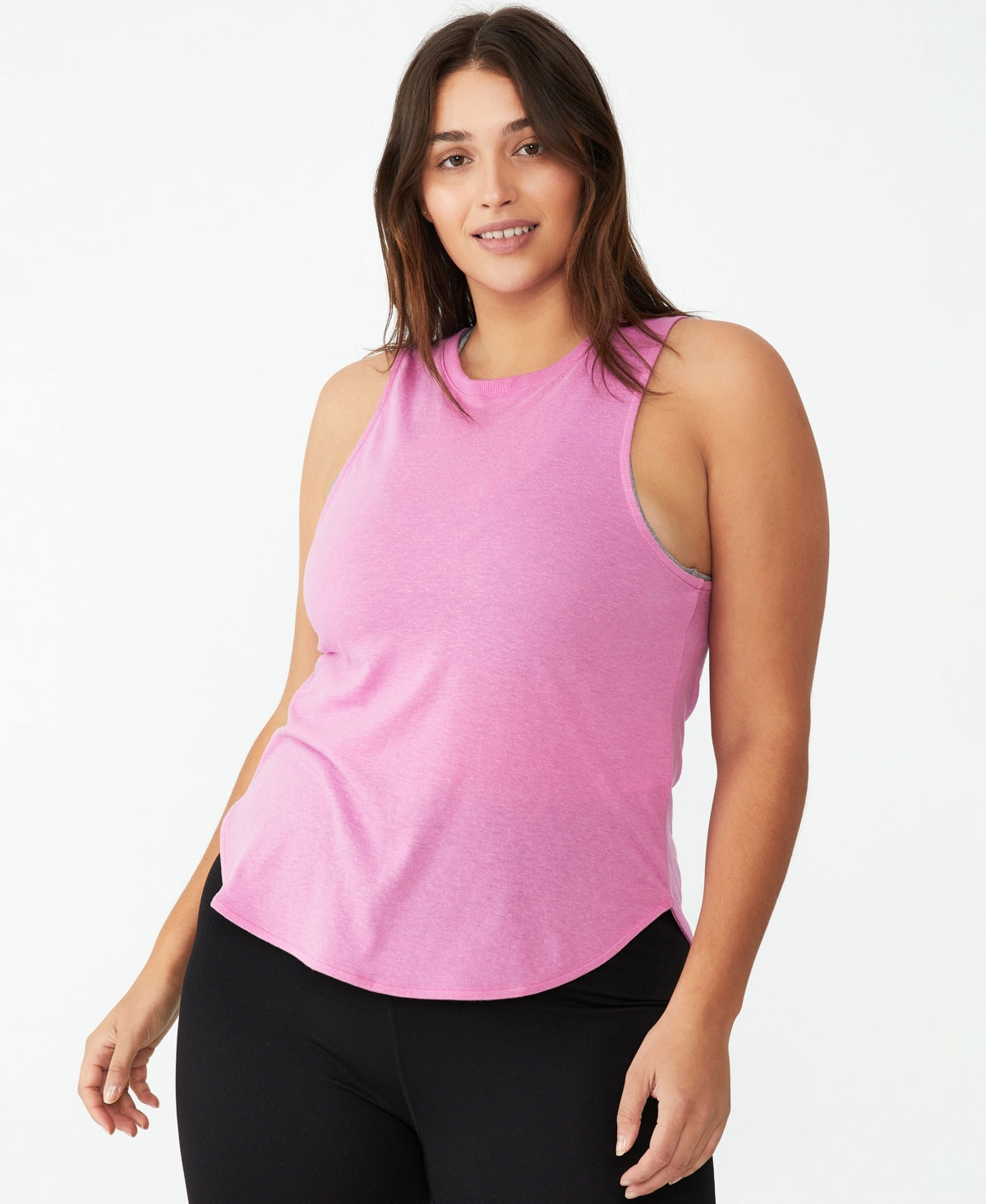 COTTON ON Women's Active Curve Hem Tank Pink