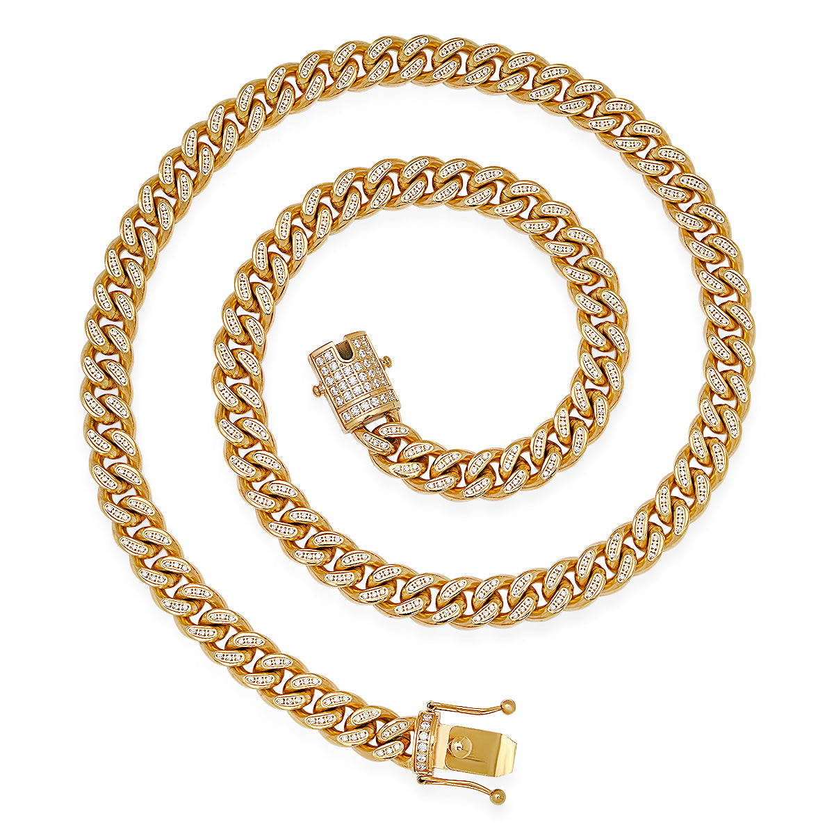 SteelTime XL Cuban Link Super Deluxe Iced Out Lock Necklace